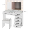 image:imageVINGLI Large Vanity Set with Lighted MirrorModern Makeup Vanity Table Set with LED Lights in 3 ColorsBedroom Dressing Table with 2 Large Drawers and Storage Shelves for WomenBlackampGoldWhite