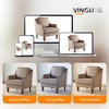 image:imageVINGLI Light Brown MidCentury Accent Chairs Set of 2 Upholstered Armchair Comfy Sofa Chairs High Back Living Room Chair Bedroom Furniture for Apartment