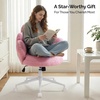 image:imageVINGLI Lovely Petal Vanity Desk Chair with Star Pillow Height Adjustable Armless Swivel Chair in Vibrant ColorBlocking Modern Computer Task Chair for Bedroom amp Home Office Teddy FleeceWhitePurple