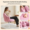 image:imageVINGLI Lovely Petal Vanity Desk Chair with Star Pillow Height Adjustable Armless Swivel Chair in Vibrant ColorBlocking Modern Computer Task Chair for Bedroom amp Home Office Teddy FleeceWhitePurple