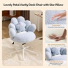 image:imageVINGLI Lovely Petal Vanity Desk Chair with Star Pillow Height Adjustable Armless Swivel Chair in Vibrant ColorBlocking Modern Computer Task Chair for Bedroom amp Home Office Teddy FleeceWhiteBlue