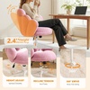 image:imageVINGLI Lovely Petal Vanity Desk Chair with Star Pillow Height Adjustable Armless Swivel Chair in Vibrant ColorBlocking Modern Computer Task Chair for Bedroom amp Home Office Teddy FleeceWhitePurple