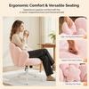 image:imageVINGLI Lovely Petal Vanity Desk Chair with Star Pillow Height Adjustable Armless Swivel Chair in Vibrant ColorBlocking Modern Computer Task Chair for Bedroom amp Home Office Teddy FleeceWhitePink