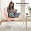 image:imageVINGLI Lovely Petal Vanity Desk Chair with Star Pillow Height Adjustable Armless Swivel Chair in Vibrant ColorBlocking Modern Computer Task Chair for Bedroom amp Home Office Teddy FleeceWhitePink
