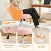 image:imageVINGLI Lovely Petal Vanity Desk Chair with Star Pillow Height Adjustable Armless Swivel Chair in Vibrant ColorBlocking Modern Computer Task Chair for Bedroom amp Home Office Teddy FleeceWhitePink