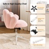 image:imageVINGLI Lovely Petal Vanity Desk Chair with Star Pillow Height Adjustable Armless Swivel Chair in Vibrant ColorBlocking Modern Computer Task Chair for Bedroom amp Home Office Teddy FleeceWhitePink