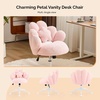 image:imageVINGLI Lovely Petal Vanity Desk Chair with Star Pillow Height Adjustable Armless Swivel Chair in Vibrant ColorBlocking Modern Computer Task Chair for Bedroom amp Home Office Teddy FleeceWhitePink