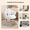 image:imageVINGLI Lovely Petal Vanity Desk Chair with Star Pillow Height Adjustable Armless Swivel Chair in Vibrant ColorBlocking Modern Computer Task Chair for Bedroom amp Home Office Teddy FleeceWhiteWhite