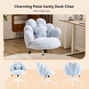 image:imageVINGLI Lovely Petal Vanity Desk Chair with Star Pillow Height Adjustable Armless Swivel Chair in Vibrant ColorBlocking Modern Computer Task Chair for Bedroom amp Home Office Teddy FleeceWhiteBlue