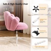 image:imageVINGLI Lovely Petal Vanity Desk Chair with Star Pillow Height Adjustable Armless Swivel Chair in Vibrant ColorBlocking Modern Computer Task Chair for Bedroom amp Home Office Teddy FleeceWhitePurple