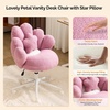 image:imageVINGLI Lovely Petal Vanity Desk Chair with Star Pillow Height Adjustable Armless Swivel Chair in Vibrant ColorBlocking Modern Computer Task Chair for Bedroom amp Home Office Teddy FleeceWhitePurple