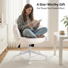 image:imageVINGLI Lovely Petal Vanity Desk Chair with Star Pillow Height Adjustable Armless Swivel Chair in Vibrant ColorBlocking Modern Computer Task Chair for Bedroom amp Home Office Teddy FleeceWhiteWhite