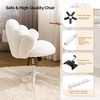 image:imageVINGLI Lovely Petal Vanity Desk Chair with Star Pillow Height Adjustable Armless Swivel Chair in Vibrant ColorBlocking Modern Computer Task Chair for Bedroom amp Home Office Teddy FleeceWhiteWhite