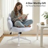 image:imageVINGLI Lovely Petal Vanity Desk Chair with Star Pillow Height Adjustable Armless Swivel Chair in Vibrant ColorBlocking Modern Computer Task Chair for Bedroom amp Home Office Teddy FleeceWhiteBlue