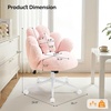 image:imageVINGLI Lovely Petal Vanity Desk Chair with Star Pillow Height Adjustable Armless Swivel Chair in Vibrant ColorBlocking Modern Computer Task Chair for Bedroom amp Home Office Teddy FleeceWhitePink