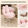 image:imageVINGLI Lovely Petal Vanity Desk Chair with Star Pillow Height Adjustable Armless Swivel Chair in Vibrant ColorBlocking Modern Computer Task Chair for Bedroom amp Home Office Teddy FleeceWhitePink