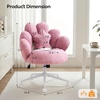 image:imageVINGLI Lovely Petal Vanity Desk Chair with Star Pillow Height Adjustable Armless Swivel Chair in Vibrant ColorBlocking Modern Computer Task Chair for Bedroom amp Home Office Teddy FleeceWhitePurple