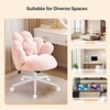 image:imageVINGLI Lovely Petal Vanity Desk Chair with Star Pillow Height Adjustable Armless Swivel Chair in Vibrant ColorBlocking Modern Computer Task Chair for Bedroom amp Home Office Teddy FleeceWhitePink