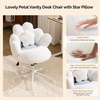image:imageVINGLI Lovely Petal Vanity Desk Chair with Star Pillow Height Adjustable Armless Swivel Chair in Vibrant ColorBlocking Modern Computer Task Chair for Bedroom amp Home Office Teddy FleeceWhiteWhite