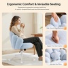 image:imageVINGLI Lovely Petal Vanity Desk Chair with Star Pillow Height Adjustable Armless Swivel Chair in Vibrant ColorBlocking Modern Computer Task Chair for Bedroom amp Home Office Teddy FleeceWhiteBlue