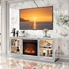 image:imageVINGLI Mirrored Fireplace TV Stand for 70 TV Diamond Entertainment Center with Shelves  20 Color LED Lights Media Console Table with 18 Electric Fireplace for Living RoomBedroom Assembled