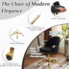 image:imageVINGLI Modern Teddy Fluffy Small Office ChairCute Desk Chair with WheelsGold BaseStuds Comfy Armless Swivel Vanity Task Chair for WomenGirlKids Nail Tech Chair for BedroomSmall SpaceWhiteBlack
