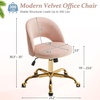 image:imageVINGLI Modern Teddy Fluffy Small Office ChairCute Desk Chair with WheelsGold BaseStuds Comfy Armless Swivel Vanity Task Chair for WomenGirlKids Nail Tech Chair for BedroomSmall SpaceWhitePink
