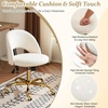 image:imageVINGLI Modern Teddy Fluffy Small Office ChairCute Desk Chair with WheelsGold BaseStuds Comfy Armless Swivel Vanity Task Chair for WomenGirlKids Nail Tech Chair for BedroomSmall SpaceWhiteWhite