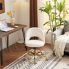 image:imageVINGLI Modern Teddy Fluffy Small Office ChairCute Desk Chair with WheelsGold BaseStuds Comfy Armless Swivel Vanity Task Chair for WomenGirlKids Nail Tech Chair for BedroomSmall SpaceWhiteWhite
