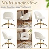 image:imageVINGLI Modern Teddy Fluffy Small Office ChairCute Desk Chair with WheelsGold BaseStuds Comfy Armless Swivel Vanity Task Chair for WomenGirlKids Nail Tech Chair for BedroomSmall SpaceWhiteWhiteteddy Fleece