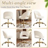 image:imageVINGLI Modern Teddy Fluffy Small Office ChairCute Desk Chair with WheelsGold BaseStuds Comfy Armless Swivel Vanity Task Chair for WomenGirlKids Nail Tech Chair for BedroomSmall SpaceWhiteWhite