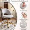 image:imageVINGLI Modern Teddy Fluffy Small Office ChairCute Desk Chair with WheelsGold BaseStuds Comfy Armless Swivel Vanity Task Chair for WomenGirlKids Nail Tech Chair for BedroomSmall SpaceWhiteGrey