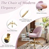 image:imageVINGLI Modern Teddy Fluffy Small Office ChairCute Desk Chair with WheelsGold BaseStuds Comfy Armless Swivel Vanity Task Chair for WomenGirlKids Nail Tech Chair for BedroomSmall SpaceWhiteLight Purple