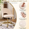 image:imageVINGLI Modern Teddy Fluffy Small Office ChairCute Desk Chair with WheelsGold BaseStuds Comfy Armless Swivel Vanity Task Chair for WomenGirlKids Nail Tech Chair for BedroomSmall SpaceWhiteBeige