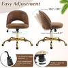 image:imageVINGLI Modern Teddy Fluffy Small Office ChairCute Desk Chair with WheelsGold BaseStuds Comfy Armless Swivel Vanity Task Chair for WomenGirlKids Nail Tech Chair for BedroomSmall SpaceWhiteRustic