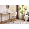 image:imageVINGLI Modern Teddy Fluffy Small Office ChairCute Desk Chair with WheelsGold BaseStuds Comfy Armless Swivel Vanity Task Chair for WomenGirlKids Nail Tech Chair for BedroomSmall SpaceWhiteBeige