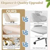 image:imageVINGLI Modern Teddy Fluffy Small Office ChairCute Desk Chair with WheelsGold BaseStuds Comfy Armless Swivel Vanity Task Chair for WomenGirlKids Nail Tech Chair for BedroomSmall SpaceWhiteBeige