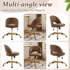 image:imageVINGLI Modern Teddy Fluffy Small Office ChairCute Desk Chair with WheelsGold BaseStuds Comfy Armless Swivel Vanity Task Chair for WomenGirlKids Nail Tech Chair for BedroomSmall SpaceWhiteRustic