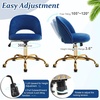 image:imageVINGLI Modern Teddy Fluffy Small Office ChairCute Desk Chair with WheelsGold BaseStuds Comfy Armless Swivel Vanity Task Chair for WomenGirlKids Nail Tech Chair for BedroomSmall SpaceWhiteNavy Blue