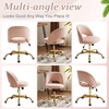 image:imageVINGLI Modern Teddy Fluffy Small Office ChairCute Desk Chair with WheelsGold BaseStuds Comfy Armless Swivel Vanity Task Chair for WomenGirlKids Nail Tech Chair for BedroomSmall SpaceWhitePink