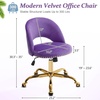 image:imageVINGLI Modern Teddy Fluffy Small Office ChairCute Desk Chair with WheelsGold BaseStuds Comfy Armless Swivel Vanity Task Chair for WomenGirlKids Nail Tech Chair for BedroomSmall SpaceWhiteViolet Purple
