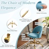 image:imageVINGLI Modern Teddy Fluffy Small Office ChairCute Desk Chair with WheelsGold BaseStuds Comfy Armless Swivel Vanity Task Chair for WomenGirlKids Nail Tech Chair for BedroomSmall SpaceWhiteCruising Blue