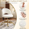 image:imageVINGLI Modern Teddy Fluffy Small Office ChairCute Desk Chair with WheelsGold BaseStuds Comfy Armless Swivel Vanity Task Chair for WomenGirlKids Nail Tech Chair for BedroomSmall SpaceWhiteWhiteteddy Fleece