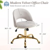 image:imageVINGLI Modern Teddy Fluffy Small Office ChairCute Desk Chair with WheelsGold BaseStuds Comfy Armless Swivel Vanity Task Chair for WomenGirlKids Nail Tech Chair for BedroomSmall SpaceWhiteGrey