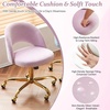 image:imageVINGLI Modern Teddy Fluffy Small Office ChairCute Desk Chair with WheelsGold BaseStuds Comfy Armless Swivel Vanity Task Chair for WomenGirlKids Nail Tech Chair for BedroomSmall SpaceWhiteLight Purple