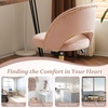 image:imageVINGLI Modern Teddy Fluffy Small Office ChairCute Desk Chair with WheelsGold BaseStuds Comfy Armless Swivel Vanity Task Chair for WomenGirlKids Nail Tech Chair for BedroomSmall SpaceWhitePink