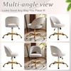 image:imageVINGLI Modern Teddy Fluffy Small Office ChairCute Desk Chair with WheelsGold BaseStuds Comfy Armless Swivel Vanity Task Chair for WomenGirlKids Nail Tech Chair for BedroomSmall SpaceWhiteGrey