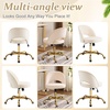 image:imageVINGLI Modern Teddy Fluffy Small Office ChairCute Desk Chair with WheelsGold BaseStuds Comfy Armless Swivel Vanity Task Chair for WomenGirlKids Nail Tech Chair for BedroomSmall SpaceWhiteBeige