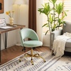 image:imageVINGLI Modern Teddy Fluffy Small Office ChairCute Desk Chair with WheelsGold BaseStuds Comfy Armless Swivel Vanity Task Chair for WomenGirlKids Nail Tech Chair for BedroomSmall SpaceWhiteMint Green