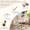 image:imageVINGLI Modern Teddy Fluffy Small Office ChairCute Desk Chair with WheelsGold BaseStuds Comfy Armless Swivel Vanity Task Chair for WomenGirlKids Nail Tech Chair for BedroomSmall SpaceWhiteBeige